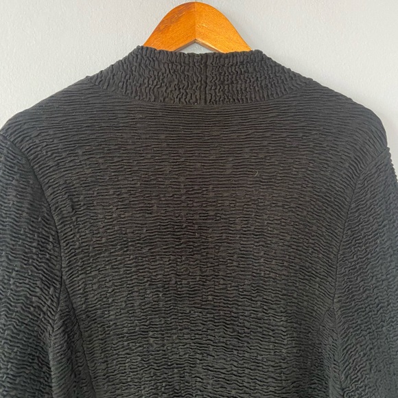 Eileen Fisher Black Textured Silk Blend Open Cardigan Sweater Size Medium - Picture 7 of 8